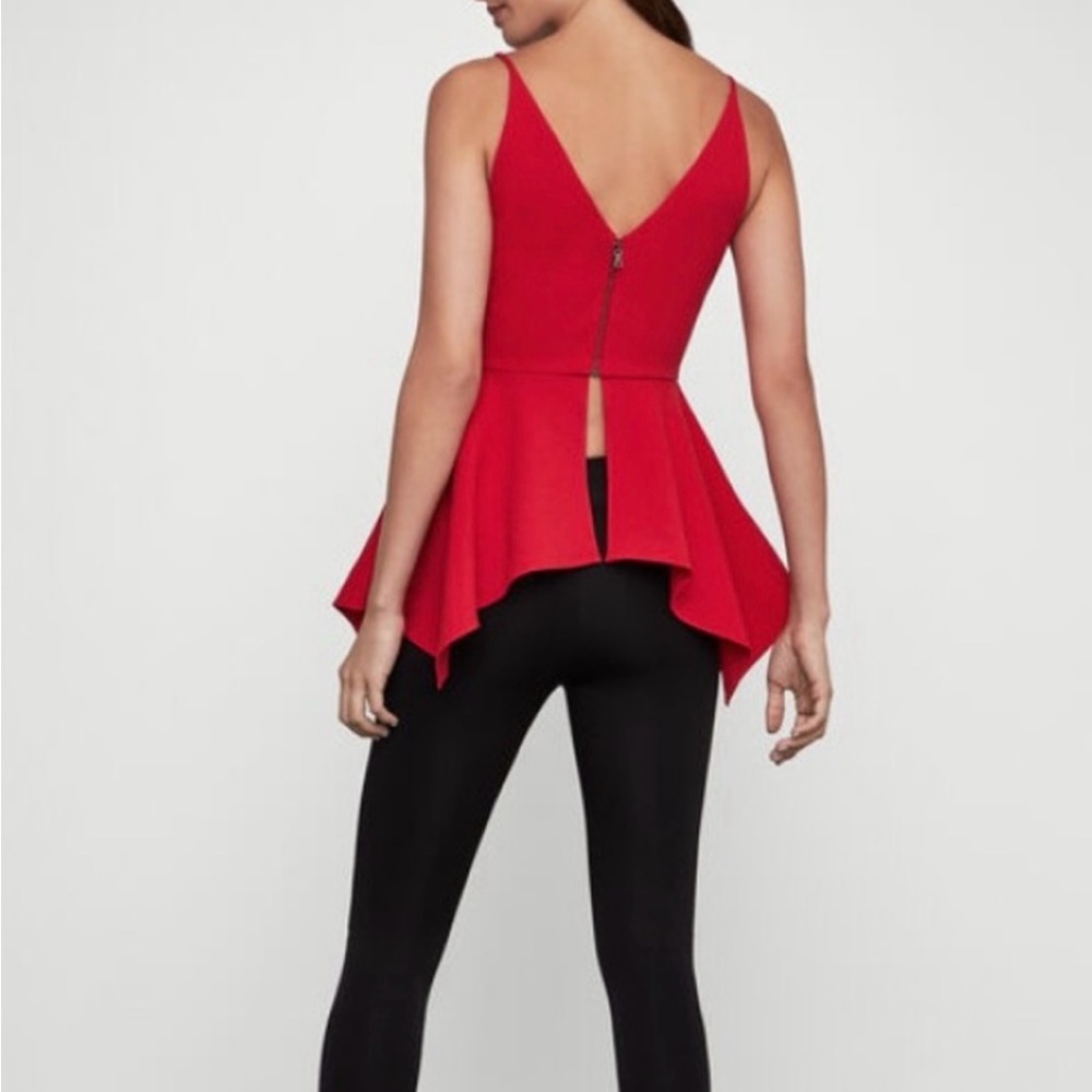 BCBGMAXAZRIA women's peplum red top sleeveless,V-Neck. - Picture 2 of 7